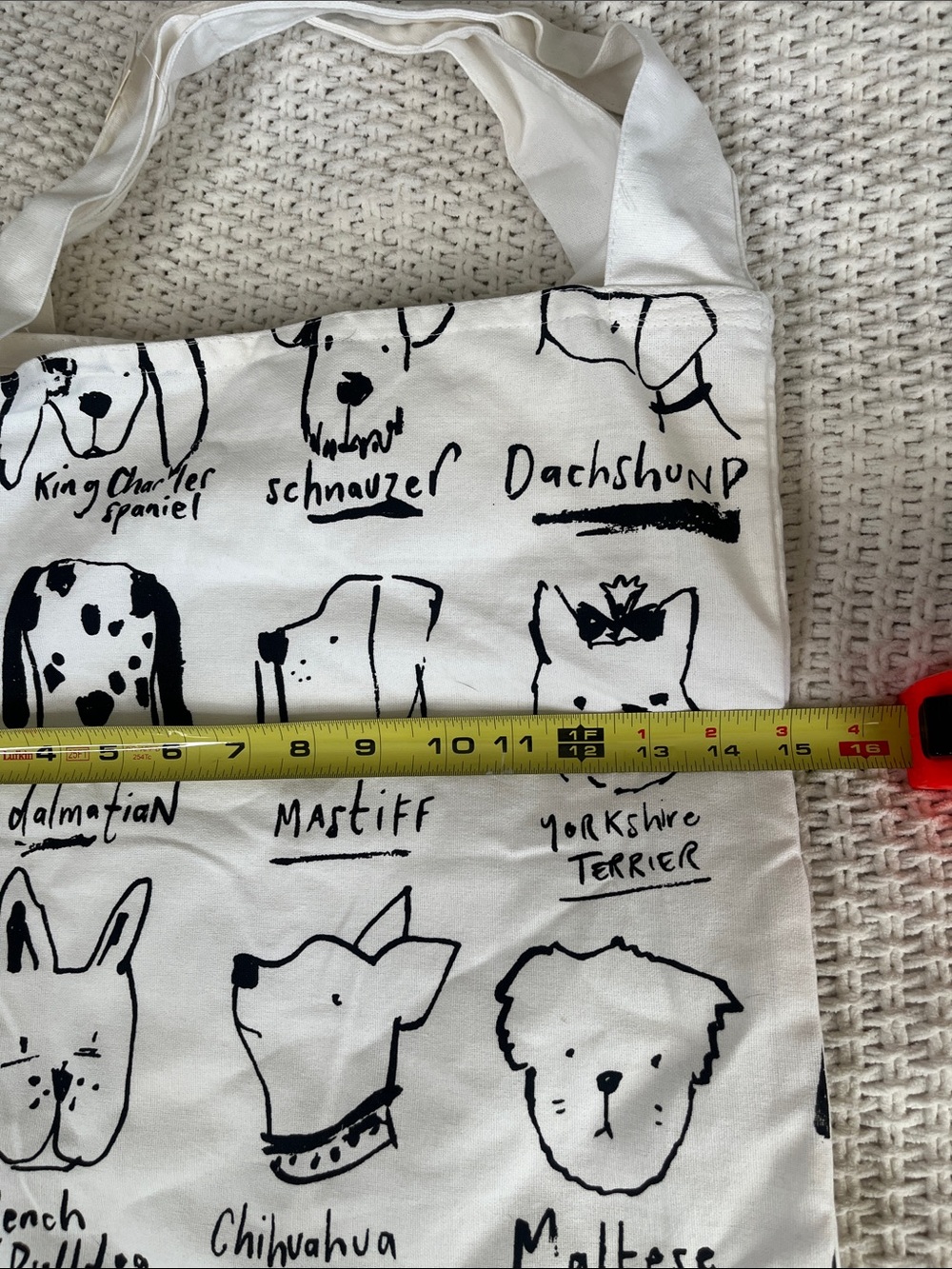 NWT World Market Canvas Dog Breed Tote Bag in White 4 pockets - Picture 5 of 11